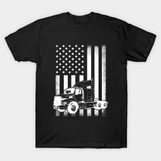 Vintage USA Trucker American Flag Truck Driver Flag T-Shirt